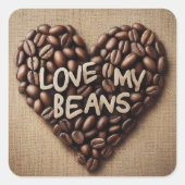 Hou van mijn bonen vierkante sticker (Voorkant)