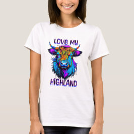 Hou van mijn Highland Koeien Cyberpunk Style Art T-shirt