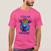 Hou van mijn Highland Koeien Cyberpunk Style Art T-shirt (Voorkant)