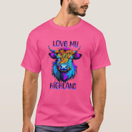 Hou van mijn Highland Koeien Cyberpunk Style Art T-shirt