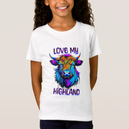 Hou van mijn Highland Koeien Cyberpunk Style Art T-shirt