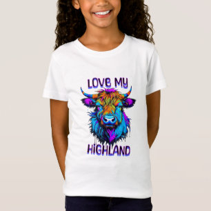 Hou van mijn Highland Koeien Cyberpunk Style Art T-shirt