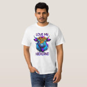 Hou van mijn Highland Koeien Cyberpunk Style Art T-shirt (Voorkant volledig)