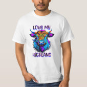 Hou van mijn Highland Koeien Cyberpunk Style Art T-shirt (Voorkant)