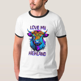 Hou van mijn Highland Koeien Cyberpunk Style Art T-shirt