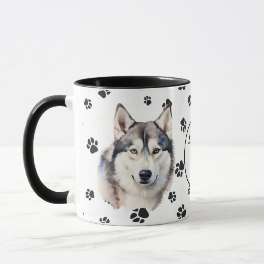 Hou van mijn Husky Dog Pawprint Mok (Links)