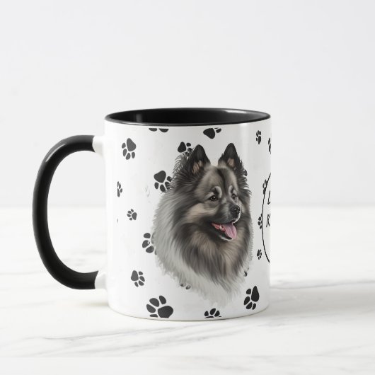 Hou van mijn Keeshond hond Pawprint Mok (Links)