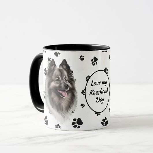 Hou van mijn Keeshond hond Pawprint Mok (Voorkant links)