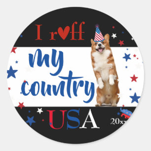 Hou van mijn land USA corgi dog, Ronde Sticker