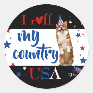 Hou van mijn land USA corgi dog, Ronde Sticker
