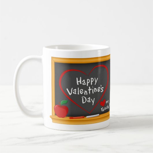 Hou van mijn leraar! Fijne Valentijnsdag! Koffiemok (Links)