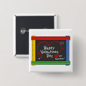 Hou van mijn leraar! Fijne Valentijnsdag! Vierkante Button 5,1 Cm (Voorkant /achterkant)