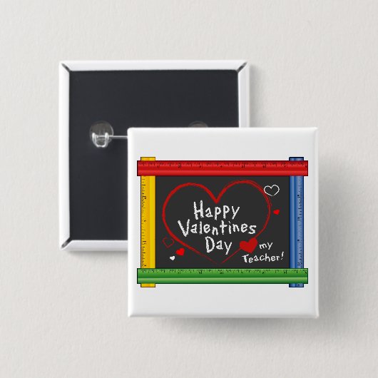 Hou van mijn leraar! Fijne Valentijnsdag! Vierkante Button 5,1 Cm (Voorkant /achterkant)