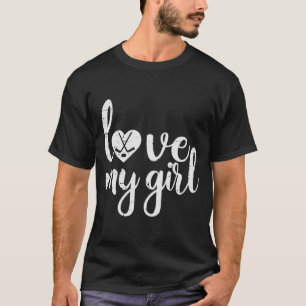 Hou van mijn meisje hart ijshockeysticks puck mama t-shirt