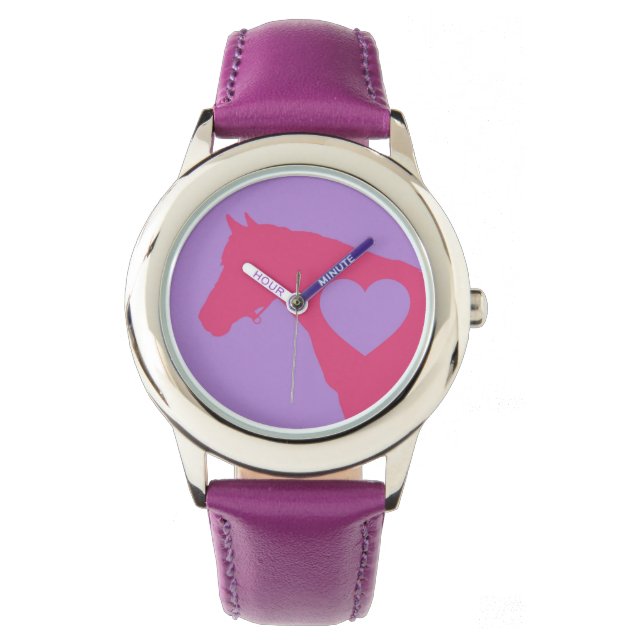 Hou van mijn paard in roze en paarse horloge (Voorkant)