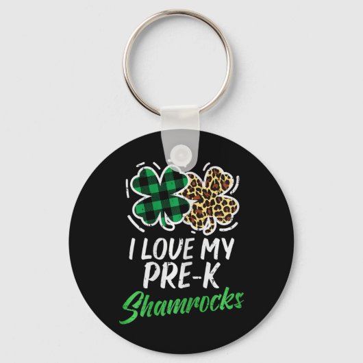 Hou Van Mijn Pre-k Shamrocks Luipaard St Patricks Sleutelhanger (Voorkant)