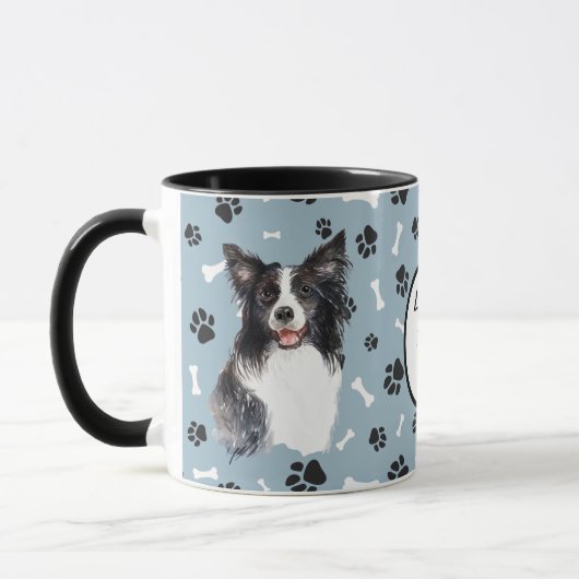 Hou van mijn rand Collie Dog Pawprint Mok (Links)