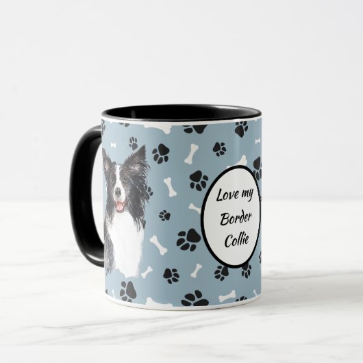 Hou van mijn rand Collie Dog Pawprint Mok (Voorkant links)
