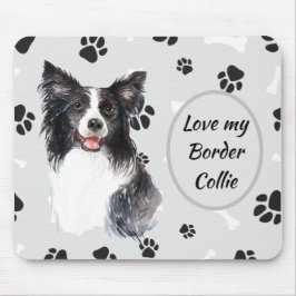 Hou van mijn rand Collie Dog Pawprint Muismat