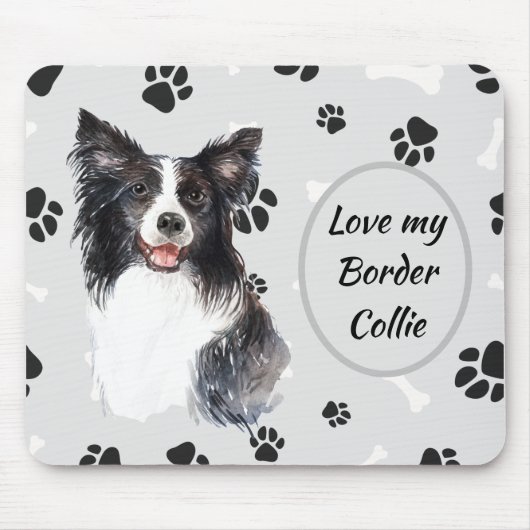 Hou van mijn rand Collie Dog Pawprint Muismat (Voorkant)