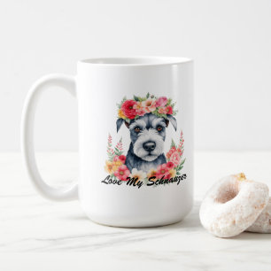 Hou van mijn Schnauzer Bloemen Koffiemok