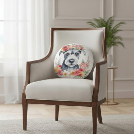 Hou Van Mijn Schnauzer Bloemenkussen Rond Kussen