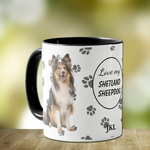 Hou van mijn Shetland Sheepdog-hondenpootafdruk Mok