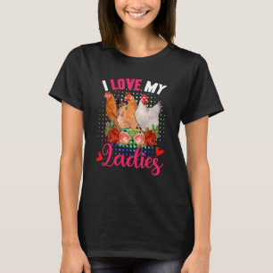 Hou van mijn stomme dames, drie kippen bloemen boe t-shirt