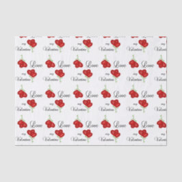 Hou van mijn Valentijn Red Heart Flowers Tissuepapier