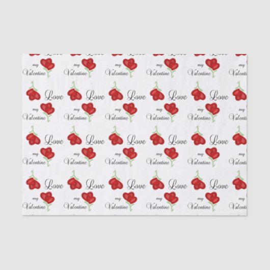 Hou van mijn Valentijn Red Heart Flowers Tissuepapier (Voorkant)