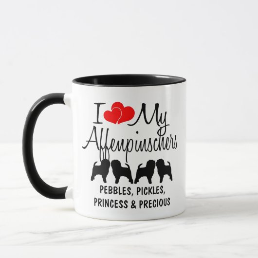 Hou van mijn vier Affenpinscher honden Mok (Links)