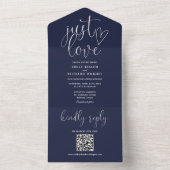 Hou van moderne QR-code Navy Blue Wedding All In One Uitnodiging (Binnen)