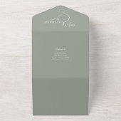 Hou van moderne QR-code Sage Green Wedding All In One Uitnodiging (Buitenkant)
