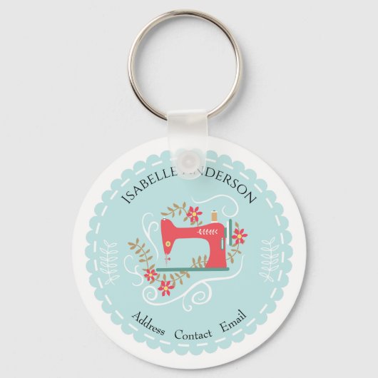 Hou van naaimachine. Blauw Sleutelhanger (Voorkant)