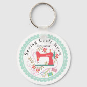 Hou van naaimachine. Gepersonaliseerd. Blauw. Sleutelhanger (Voorkant)