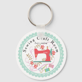 Hou van naaimachine. Gepersonaliseerd. Blauw. Sleutelhanger