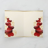 Hou van rode harten en rozen feestdagen kaart (Binnen)