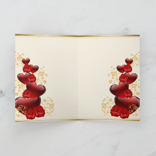 Hou van rode harten en rozen feestdagen kaart (Binnen)
