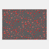 Hou van rode hartenstrepen op kraftpapier inpakpapier vel (Voorkant)