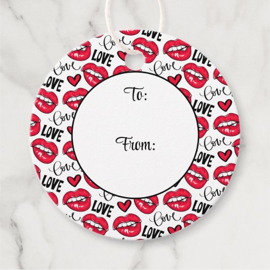 Hou van rode lippen bedankjes labels (Voorkant)