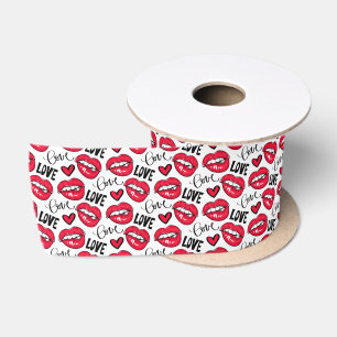 Hou van rode lippen satijnen lint