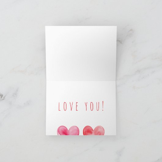 Hou van roze en rode waterverf hartenpatroon  bedankkaart (Binnen)