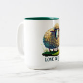 Hou van schapen tweekleurige koffiemok (Voorkant links)