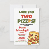 Hou van twee pizza's, pizza's tweede verjaardagsfe kaart (Voorkant)