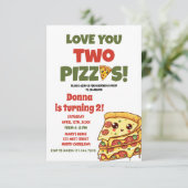Hou van twee pizza's, pizza's tweede verjaardagsfe kaart (Staand voorkant)