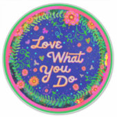 Hou van wat je doet Inspirivity Fun Floral Blue Sticker (Voorkant)