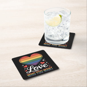 Hou van wie je wil Gay Pride LGBT Kartonnen Onderzetters