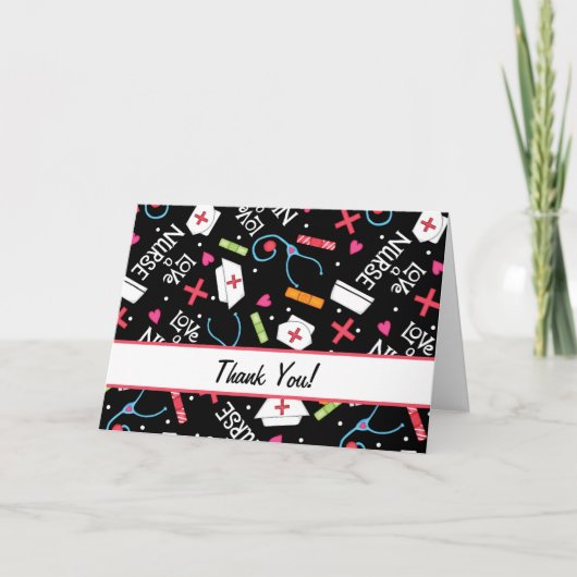 Hou van zuster Dank je medische kunst Black Bedankkaart (Voorkant)
