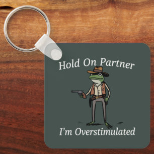 Hou Vast Partner Ik Ben Overstuurde Cowboy Kikker Sleutelhanger