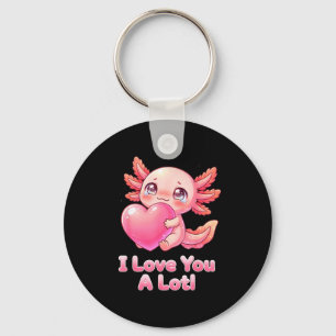 Hou veel van je! Lieve Roze Axolotl Hart Chibi Mei Sleutelhanger